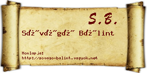 Sóvágó Bálint névjegykártya